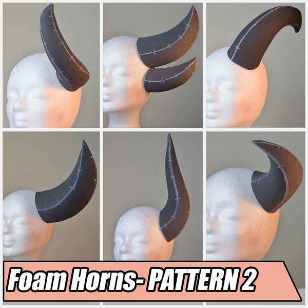 DIY Foam Horn Pattern Collection #2 , cosplay horns , dragon horns , fantasy horns , larp horns , fursuit horn pattern  (Digital PDF)