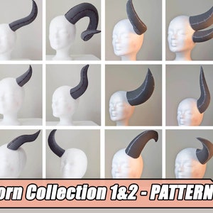 DIY Foam Horn Pattern Collection 1&2/ cosplay horns / dragon horns / Ram Horns / eva foam template / larp / fursuit pattern  (Digital PDF)