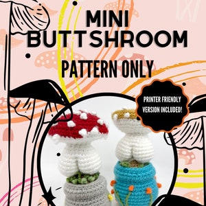 Adorable Amigurumi Crochet Pattern - Mini Buttshroom PDF - DIY Stuffed Toy Tutorial - Beginner-Friendly Instructions - Instant Download