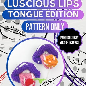 Adorable Amigurumi Crochet Pattern - Lips Tongue Edition PDF - DIY Stuffed Toy Tutorial - Beginner-Friendly Instructions - Instant Download