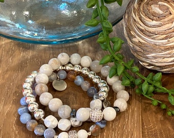 Soft Blue Bracelet Stack