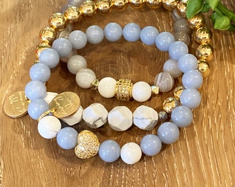 Soft Blue Bracelet Stack