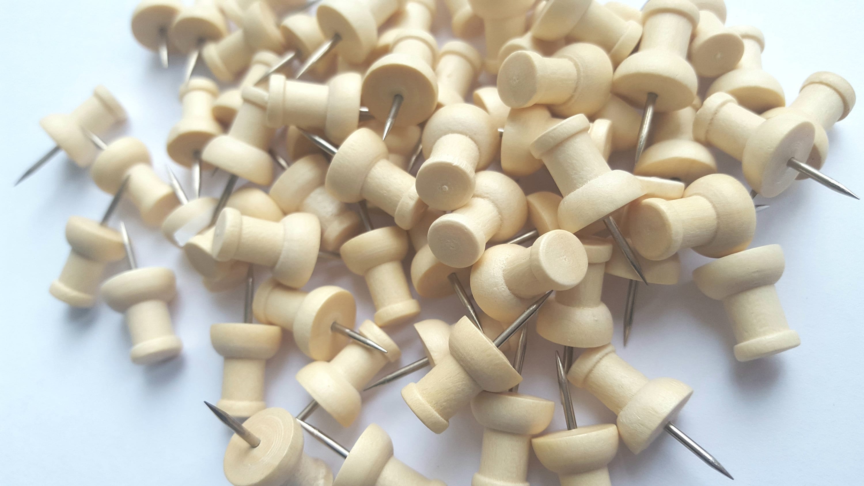Wooden Push Pins Natural Brown Wood Colour Novelty Decorative/ Etsy UK