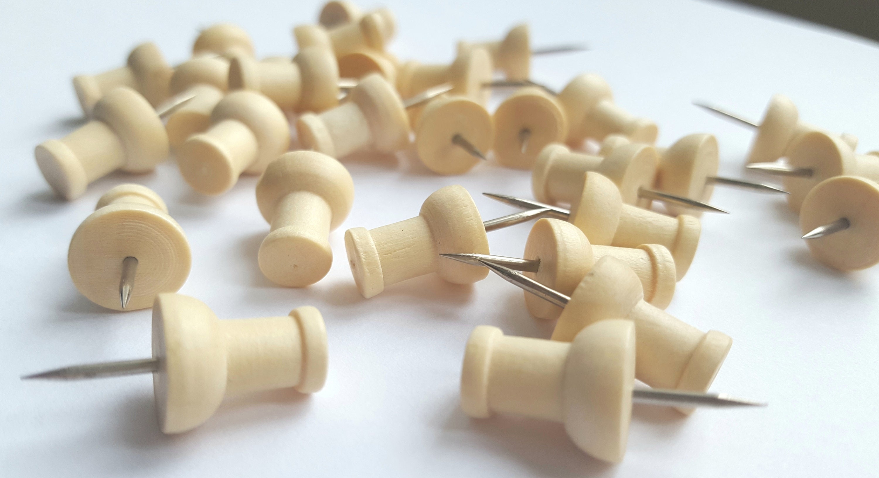 Wooden Push Pins Natural Brown Wood Colour Novelty Decorative/ Etsy UK