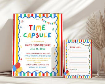 Fun To Be One Time Capsule Set, 1st Birthday Keepsake, First Birthday Guest Activity, Canva Template