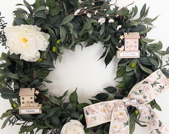Magnolia Wreath Attachment Kit: Bow, Flower, Houses, Peony Sprig