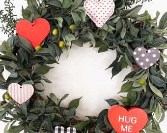 Valentine Wreath Attachment: Wood Hearts, Interchangeable Decor