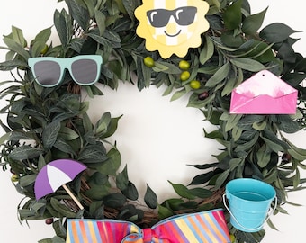 Summer Wreath Attachment Kit: Sun, Sunglasses, Umbrella, Bucket, Bow