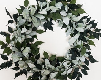 The Modern| Modern low profile | fall wreath | all seasons wreath | one wreath | christmas wreath | wreath attachments | lambs ear wreath
