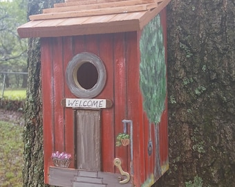 Red Barn Birdhouse Outdoor Decor
