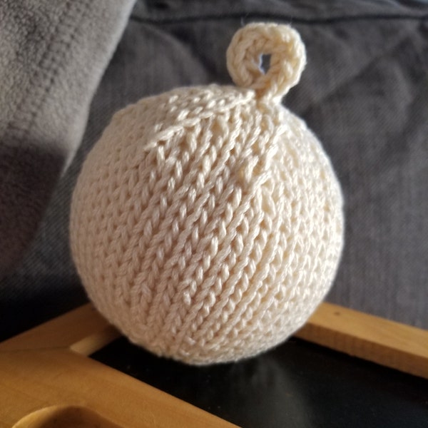 Hand Knitted Christmas Ornament - White
