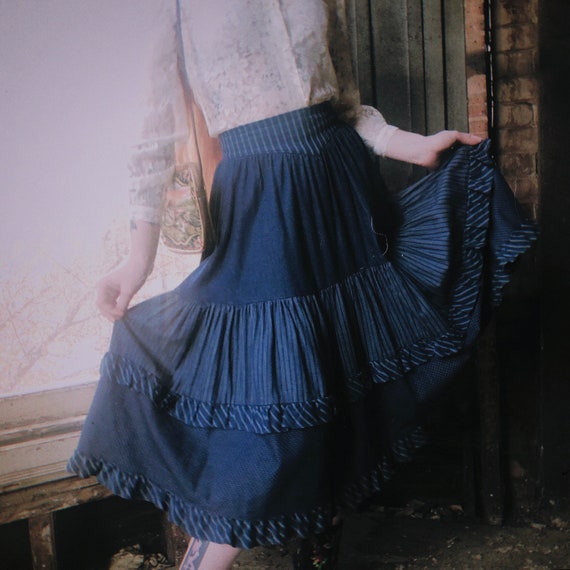Calico Print Denim Gunne Sax Skirt