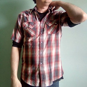 Plaid Pearl Snap/Ely Cattleman Brand/ Chest Pockets/Short Sleeve