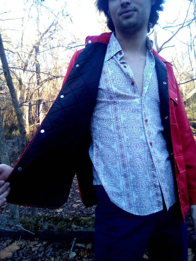 Walls Blizzard-Pruf Insolated Snap Up Coat with Front Snap Pockets 1980/'s Fire Red
