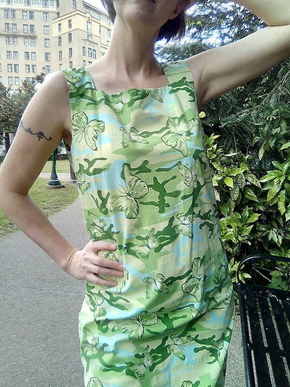 Butterfly Camouflage Sun Dress/ Cotton Stretch Slip O… Gem