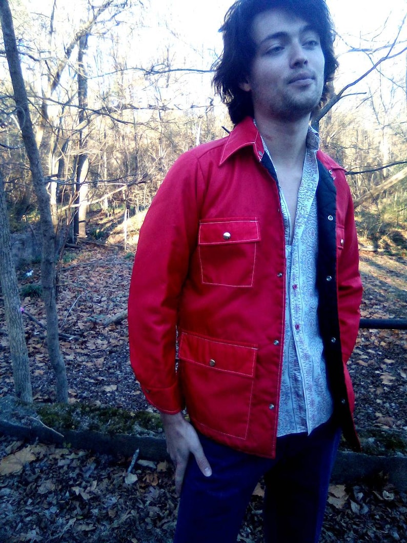 Walls Blizzard-Pruf Insolated Snap Up Coat with Front Snap Pockets 1980/'s Fire Red