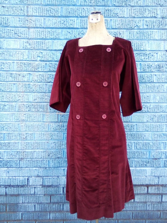 Burgundy Velvet 1960's XL Slip On Fashion Maternit