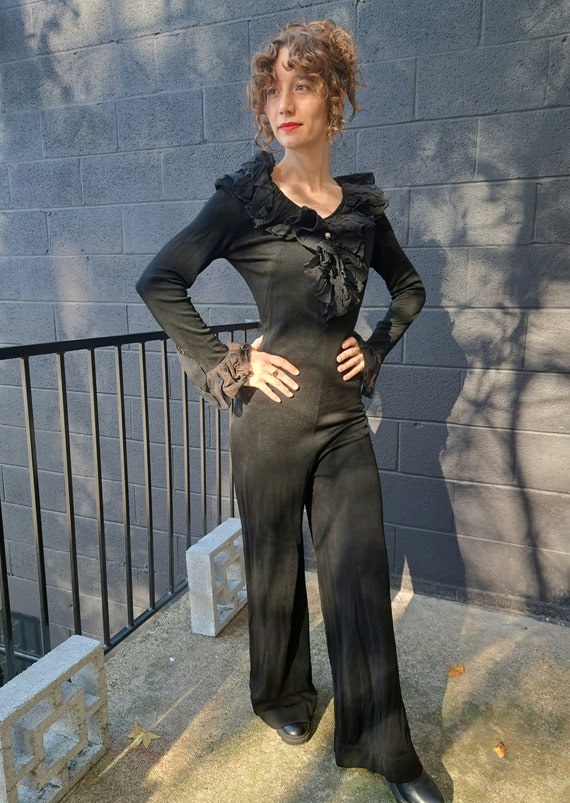 1940's does 70's Bodysuit with Rhynstone Button A… - image 1