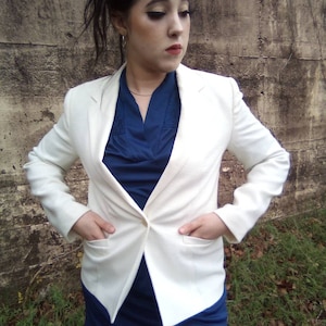 Center Stage Brand /White 80&#39;s Blazer/Front Pockets/ Button Closure