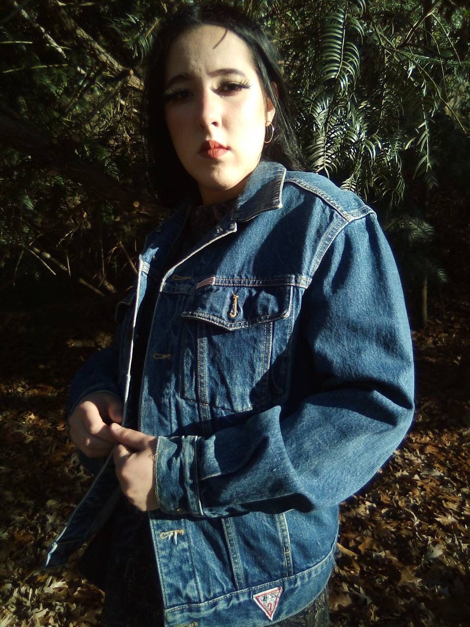 Guess Jean Jacket 90s Denim Jacket Blue Biker Trucker Crop