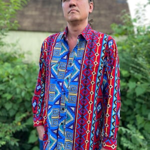 1980s Southwest Print Wrangler Western Shirt XL