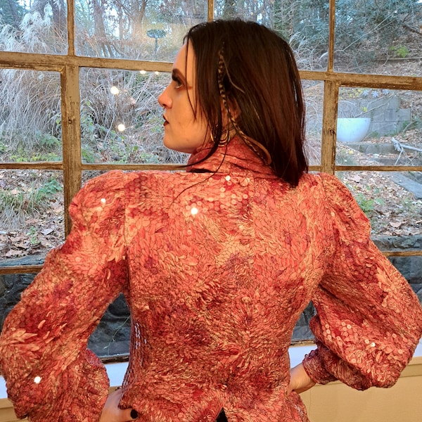 Vintage 1980s Pink Silk Sequin Top