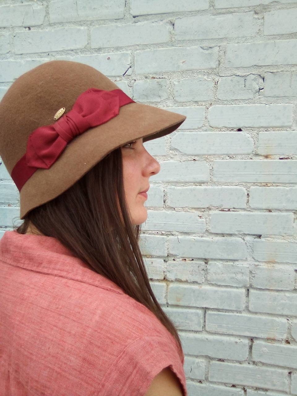 Scala Collezione Brand/wool Bucket Hat/ 1960's Style Does 20's/burgundy  Ribbon Bow Decor -  Ireland