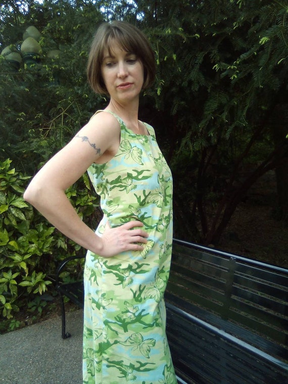 Butterfly Camouflage Sun Dress/ Cotton Stretch Slip O… Gem