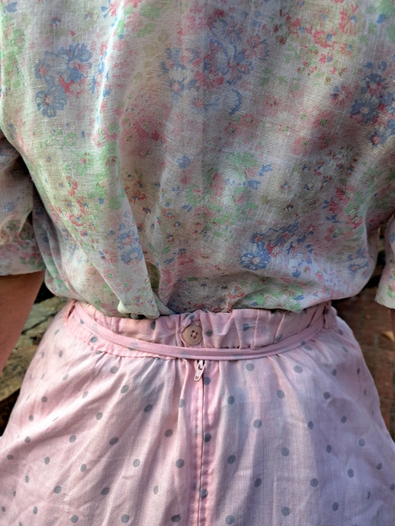 Floral Baby Doll Button Down Blouse/ 1980s - image 3