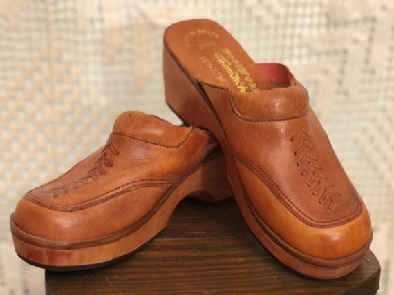 1960s / 1970s Hippie Boho Brown Leather Woodworks