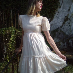 Baby Doll 1980er Kleid/Handgemachtes Vintage Kleid mit Spitzenkragen/Reißverschluss am Rücken Bild 5