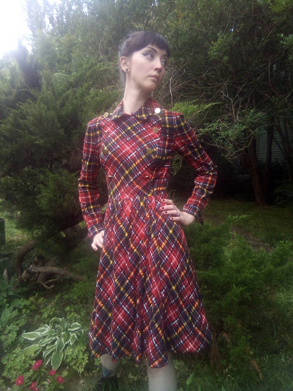 Tartan Plaid 1960s Geoffrey Beene Designer Dress - image 5