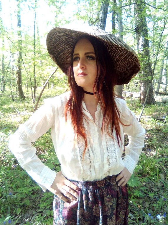 Oversized Swirl Design Straw Hat/Lightweight/Vaca… - image 4