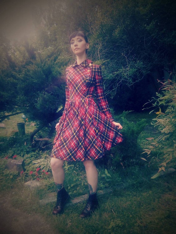 Tartan Plaid 1960s Geoffrey Beene Designer Dress - image 2