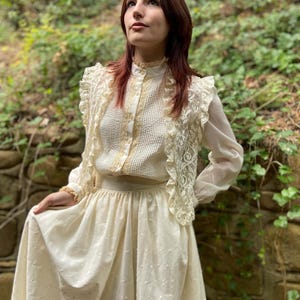 Cream Vintage Lace Ruffle Vest