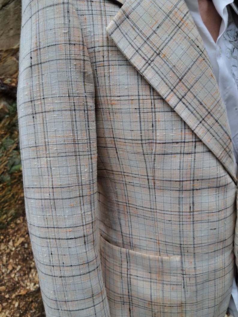 Plaid Pierre Cardin Brand Suit Coat with Pockets/Dapper Dress Coat/ Button Down Closure/1970's/ Vintage Sports Coat zdjęcie 5