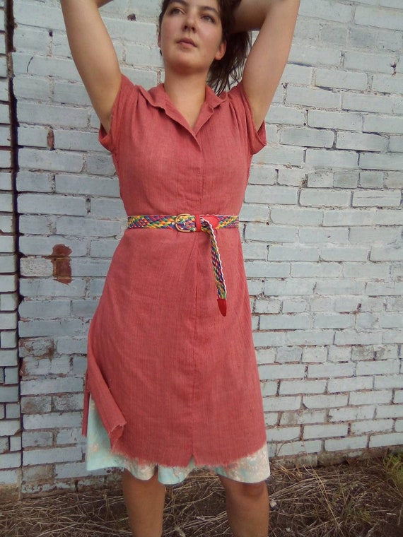 Vintage Potato Sack Dress/ Gauze Lenin Material/ 1940's Circa