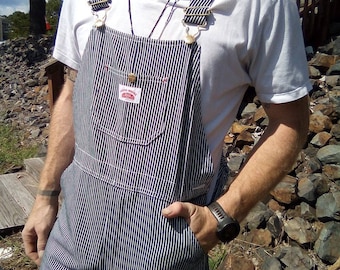 Roundhouse Striped Overalls/Pockets/ With Tags/ Dead stock 1990's