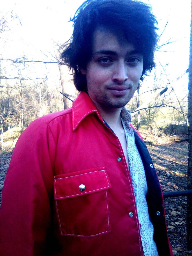 Walls Blizzard-Pruf Insolated Snap Up Coat with Front Snap Pockets 1980/'s Fire Red