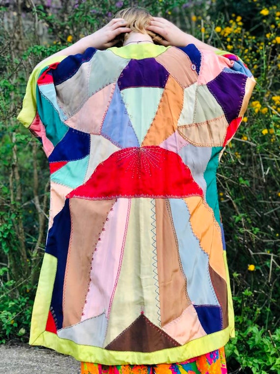 Silk Patchwork Robe with Amazing Detailed Stitch Desi… - Gem