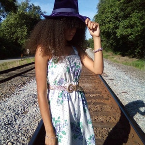 The Paris Boutique Velvet Violet / 1950's/60's Floppy Brim Hat/ Complete with Matching Ribbon Decor image 6