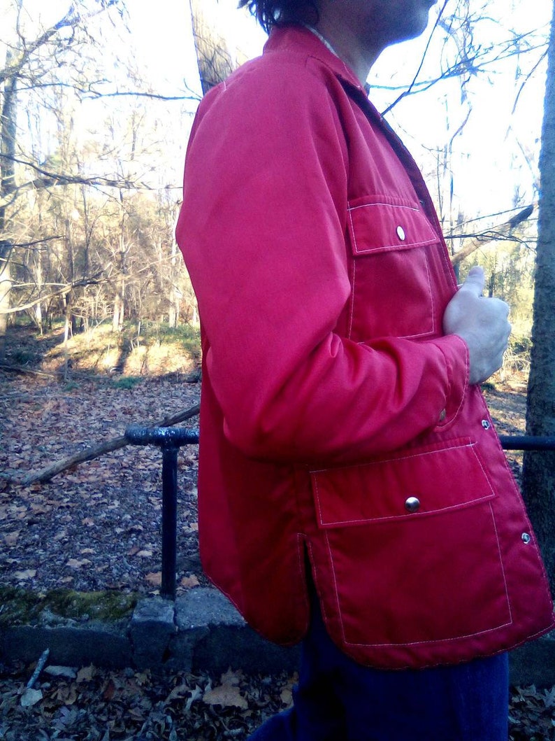 Walls Blizzard-Pruf Insolated Snap Up Coat with Front Snap Pockets 1980/'s Fire Red