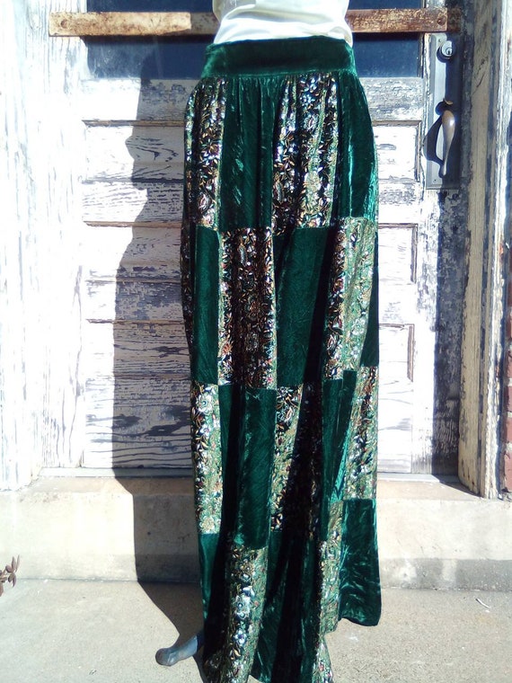 Crushed Velvet Patchwork Handmade Skirt/Late 1980'