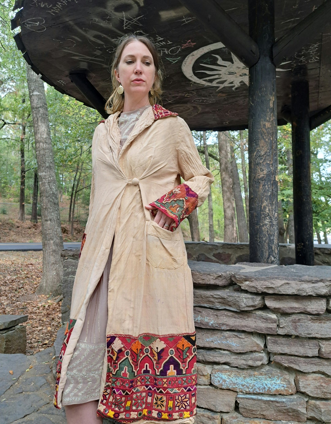 Lenin Coat/mirror and Embroidery Trim Design With Side Pocket/ Front ...