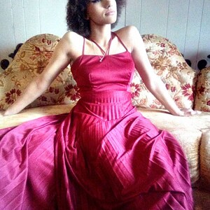 Romantic 1970's Accordion Skirted Gown/JC Penney Vintage Original