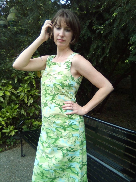Butterfly Camouflage Sun Dress/ Cotton Stretch Slip O… Gem