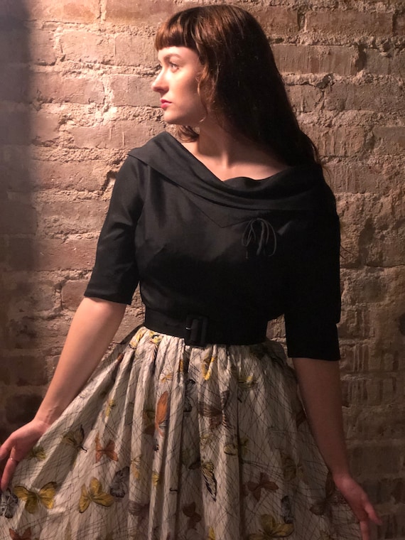 Butterfly Web Print Fit N' Flare 1950's Jackie Nimble Original Dress - Etsy
