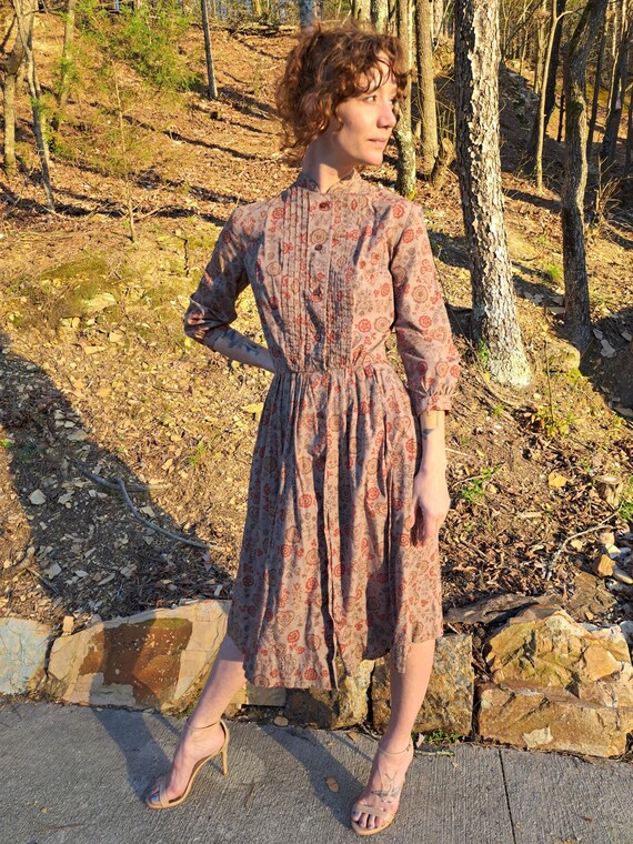 pleated prairie dress Sage Green Cottagecore Prairie Dress with Embroidered Collar