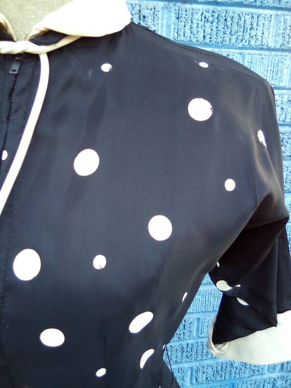 1950's Polkadot Black and White Cosmic Gal Silk S… - image 7