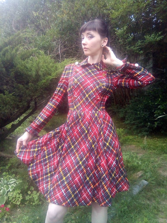 Tartan Plaid 1960s Geoffrey Beene Designer Dress